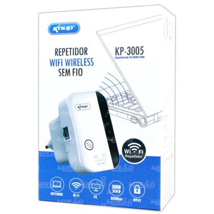 REPETIDOR SINAL INTERNET | EXTENSOR ALCANCE | WI-FI  |300MBPS |KNUP | KP-3005 | WIRELESS